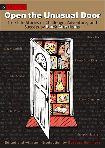 Book cover for Open the Unusual Door: True Life Stories of Challenge, Adventure, and Success by Black Americans edited by Barbara Summers.
