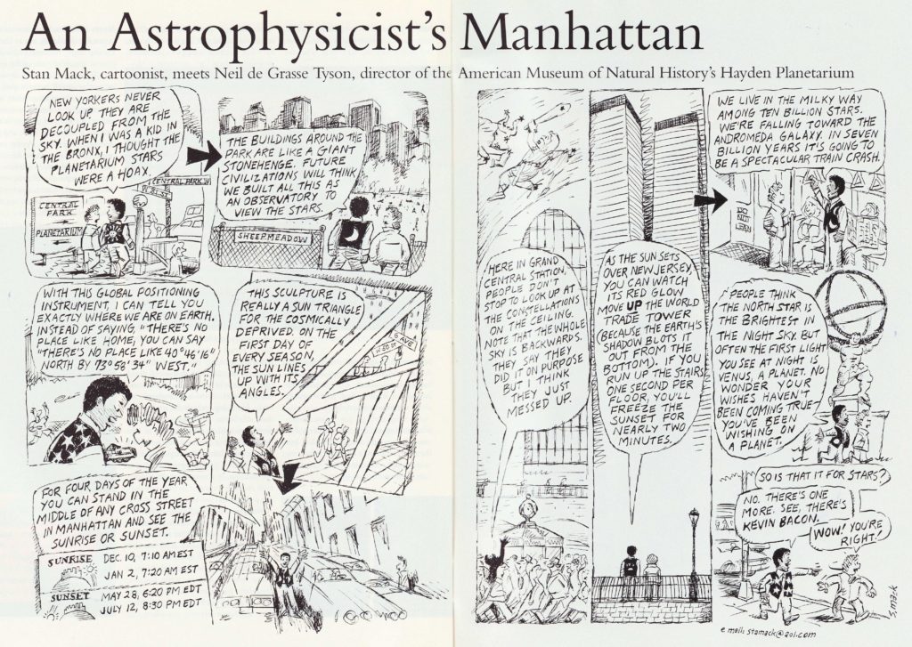 An Astrophysicist’s Manhattan, a cartoon by Stan Mack that appeared in the April 1997 edition of Natural History Magazine.